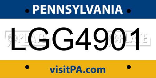 LGG4901 Pennsylvania License Plate