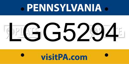 LGG5294 Pennsylvania License Plate