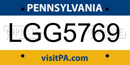 LGG5769 Pennsylvania License Plate