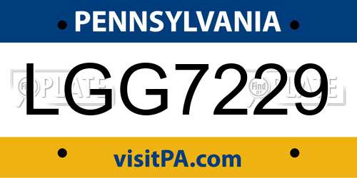 LGG7229 Pennsylvania License Plate