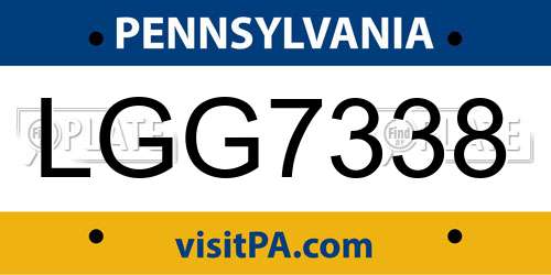 LGG7338 Pennsylvania License Plate