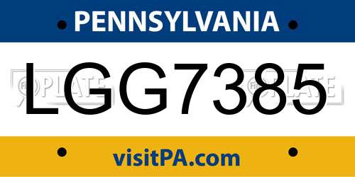LGG7385 Pennsylvania License Plate