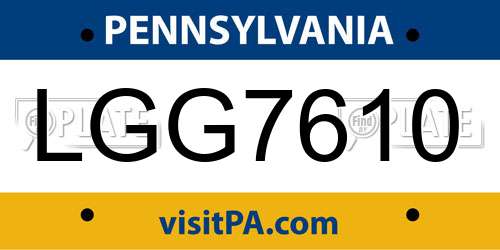 LGG7610 Pennsylvania License Plate