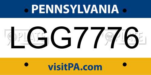 LGG7776 Pennsylvania License Plate