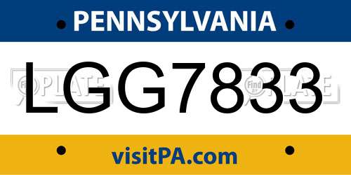 LGG7833 Pennsylvania License Plate