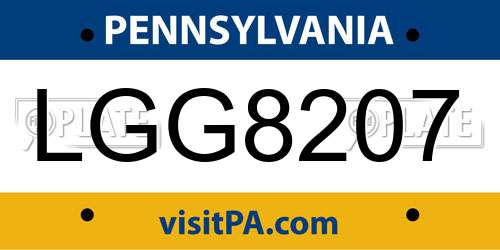 LGG8207 Pennsylvania License Plate