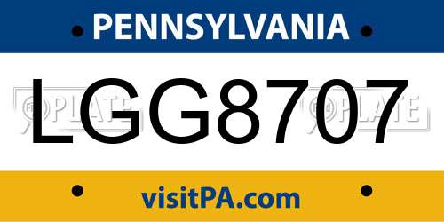 LGG8707 Pennsylvania License Plate