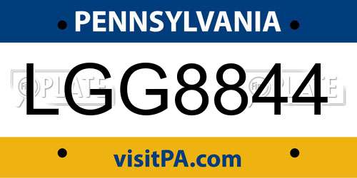 LGG8844 Pennsylvania License Plate