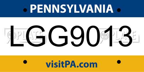LGG9013 Pennsylvania License Plate