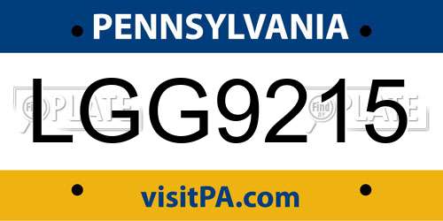 LGG9215 Pennsylvania License Plate