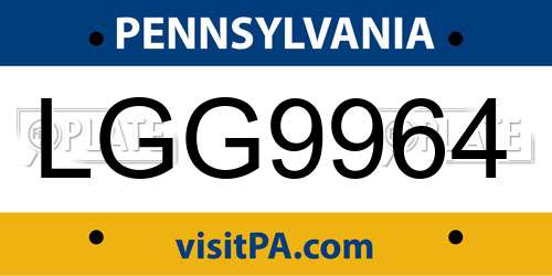 LGG9964 Pennsylvania License Plate