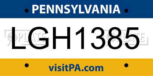 LGH1385 Pennsylvania License Plate