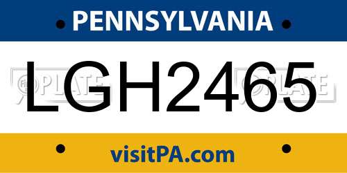LGH2465 Pennsylvania License Plate