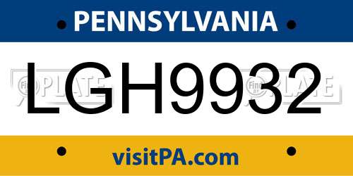 LGH9932 Pennsylvania License Plate