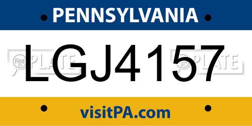 LGJ4157 Pennsylvania License Plate