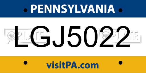 LGJ5022 Pennsylvania License Plate