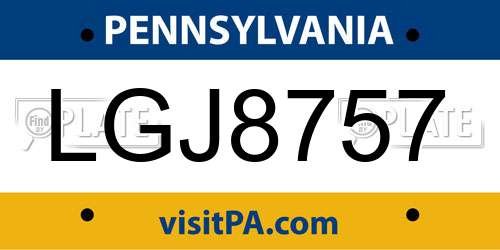 LGJ8757 Pennsylvania License Plate