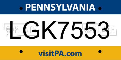 LGK7553 Pennsylvania License Plate
