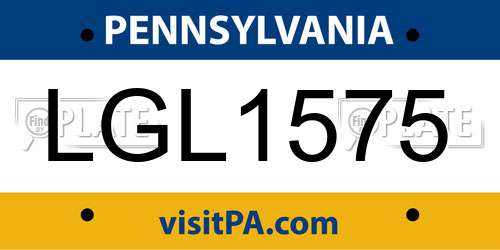 LGL1575 Pennsylvania License Plate