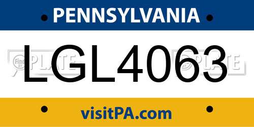 LGL4063 Pennsylvania License Plate