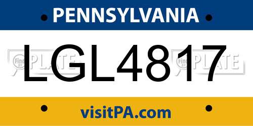 LGL4817 Pennsylvania License Plate
