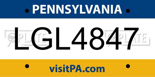LGL4847 Pennsylvania License Plate