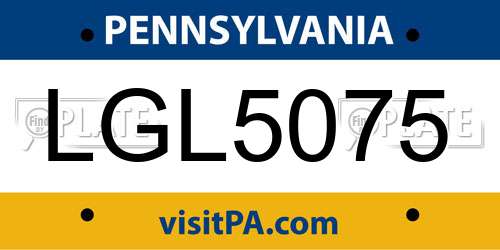 LGL5075 Pennsylvania License Plate