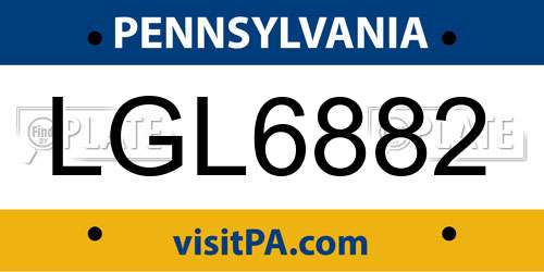 LGL6882 Pennsylvania License Plate