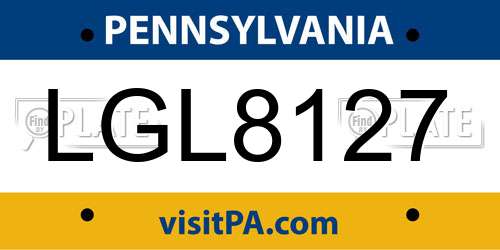 LGL8127 Pennsylvania License Plate