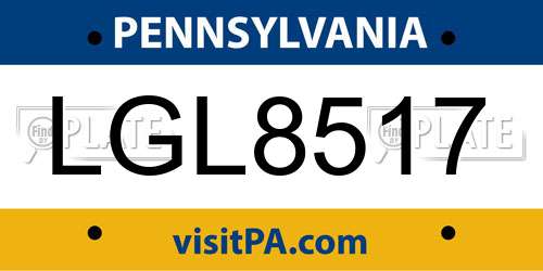 LGL8517 Pennsylvania License Plate