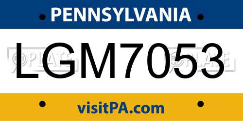 LGM7053 Pennsylvania License Plate