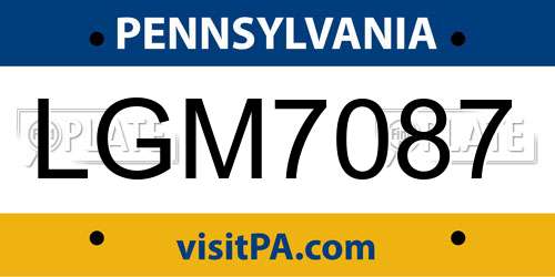 LGM7087 Pennsylvania License Plate