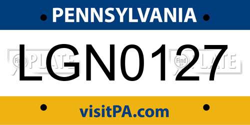 LGN0127 Pennsylvania License Plate