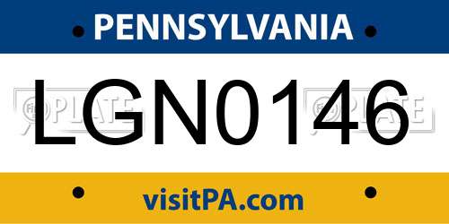 LGN0146 Pennsylvania License Plate