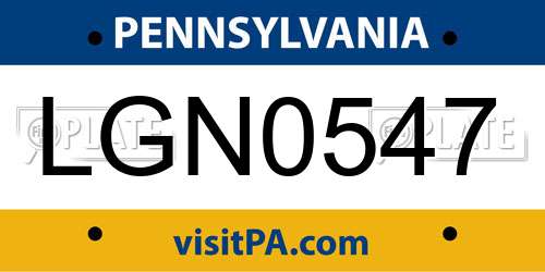 LGN0547 Pennsylvania License Plate