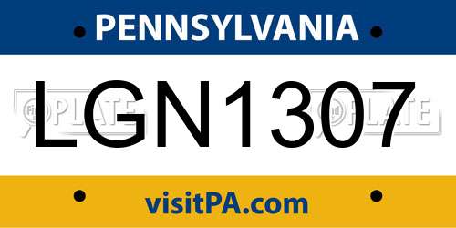 LGN1307 Pennsylvania License Plate