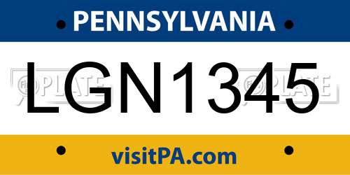 LGN1345 Pennsylvania License Plate