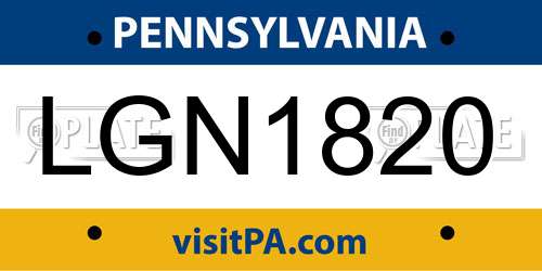 LGN1820 Pennsylvania License Plate