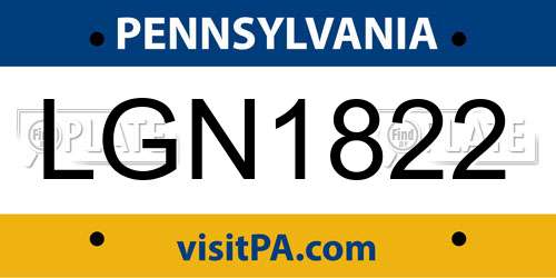LGN1822 Pennsylvania License Plate