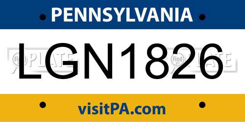 LGN1826 Pennsylvania License Plate