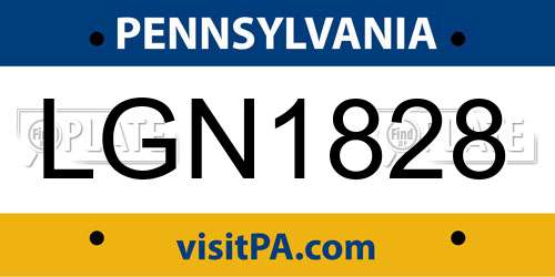 LGN1828 Pennsylvania License Plate