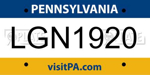 LGN1920 Pennsylvania License Plate
