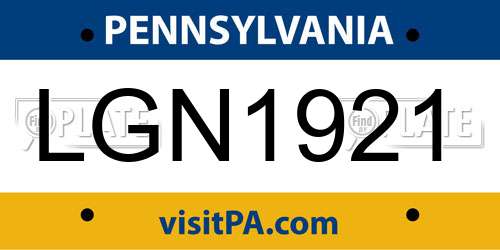 LGN1921 Pennsylvania License Plate