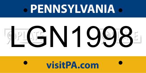LGN1998 Pennsylvania License Plate