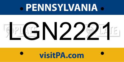LGN2221 Pennsylvania License Plate