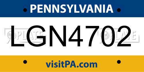 LGN4702 Pennsylvania License Plate