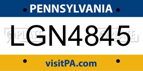 LGN4845 Pennsylvania License Plate