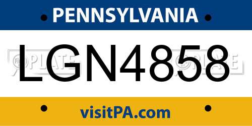 LGN4858 Pennsylvania License Plate