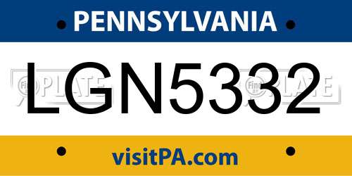LGN5332 Pennsylvania License Plate