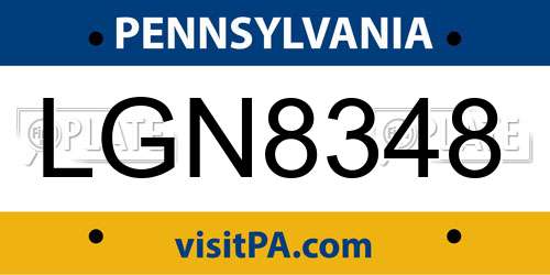 LGN8348 Pennsylvania License Plate